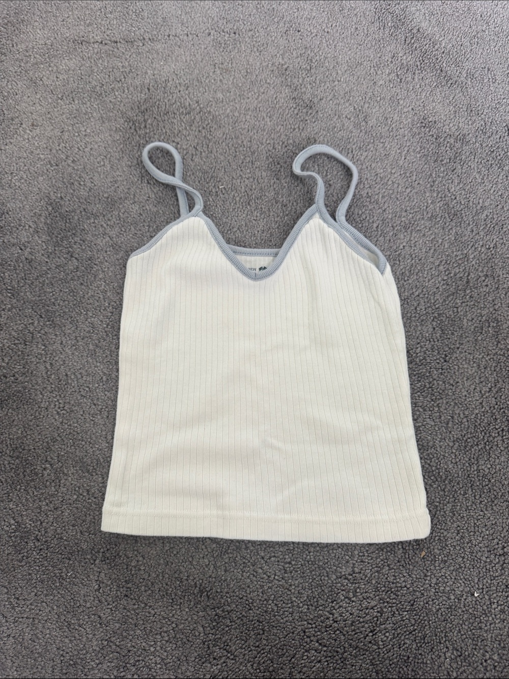 Brandy Melville White Ribbed Cami with Light Gray Trim